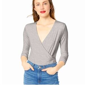 J Crew Gray Wrap Body Suit - XS